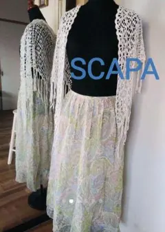 ②SCAPAシルクスカート 春色ペーズリーパステルプリントのサムネイル