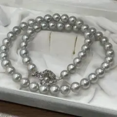 綺麗✨大珠 本真珠 ブルーグレー ネックレス 約42cm 約9.0mm前後 SV