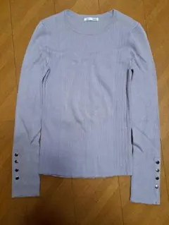 GU リブボタンスリーブセーターz パープル　XS