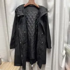 ブラックモッズコート フード付き