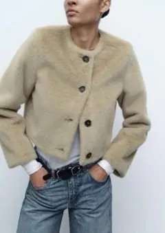 もも様専用ZARA クロップドフェイクファージャケット M