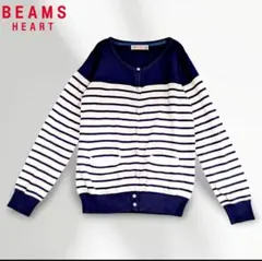 美品♢ビームス ボーダーカーディガン ニット ネイビー 白 M 綿混のサムネイル