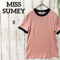 ミススミー 半袖Tシャツ M ピンク バイカラー リブニット 大人可愛いのサムネイル