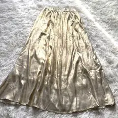 ロペピクニック　ゴールド系 フレアスカート ロング丈 ウエストゴム