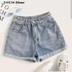 SHEIN デニムショートパンツ Lライトブルー