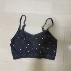 ブラックデニム ビスチェ パール