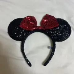 ディズニー　カチューシャ　ミニー　リボン　ラメ