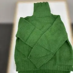 グレイル　グリーン タートルネック ニットセーター