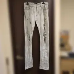 セクスプリメストレートデニム ライトグレー ダメージ加工30diorhomme