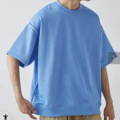 新品 チャオパニックティピー 配色ビッグスウェットハーフスリーブ ブルー L