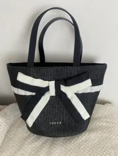 TOCCA トッカ リボン付き黒トートバッグ　カゴバッグ