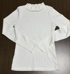 パール装飾付き トップス ホワイト 白