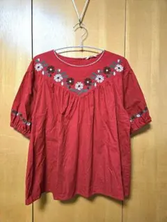 エヘカソポ　ブラウス　花柄刺繍　赤　ehka sopoのサムネイル
