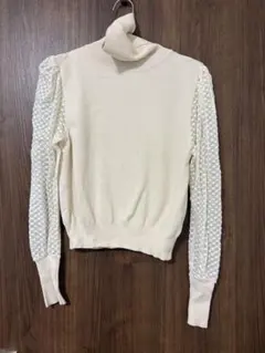 【ZARA】オフホワイト シアータートルネックニット