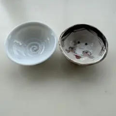 茶碗セット 渦巻き模様と顔絵柄