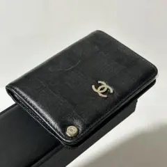 CHANEL 二つ折り財布 クロコ型押し ブラック - メルカリ