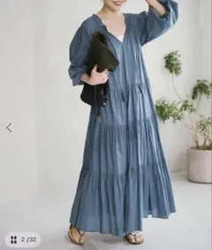 Spick&Span ボイルティアードワンピース ブルー 38 - メルカリ