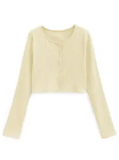 GRL クロップド丈リブカーディガン　イエロー[dk1367]