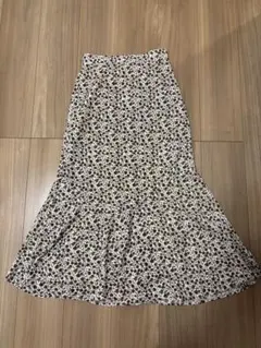 花柄 フレアロングスカート タイトスカート ウエストゴム Mサイズ