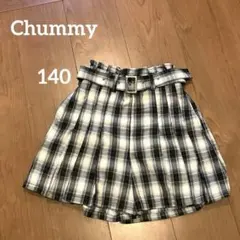 未使用タグ付 Chummy チェック柄プリーツキュロットスカート 140cm