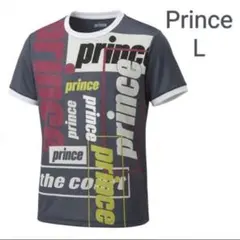 プリンス半袖TシャツLグレー紫テニスウェアPrinceレディーススポーツ訳あり