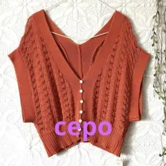 CEPO セポオレンジVネック ニットベスト　M レンガ色　美品 羽織りのサムネイル