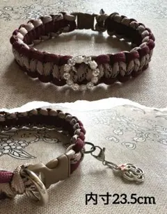 【ワインカラー】♦キラキラ♦パラコードチョーカー・首輪♦23.5cm♦