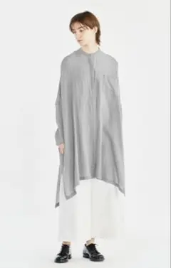 mizuiro ind　ミズイロインド　バンドカラー　ワイド　シャツワンピース