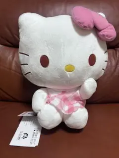 ハローキティ　LLぬいぐるみ　ピンクチェックVer.
