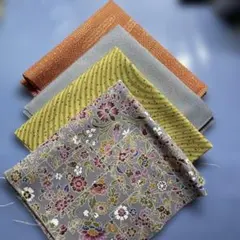 布地セット（オレンジ、グレー、緑、花柄）　同サイズ4枚セット