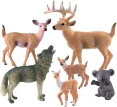 森の動物フィギュア ミニチュア 森の生き物 フィギュア 狼 アルパカ コアラ 鹿