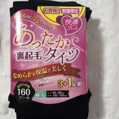 裏起毛タイツ M-L ブラック 160デニール 3足組