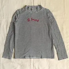 【Lindsay】 美品 ボーダー ハイネック カットソー 刺繍ロゴ 160cm