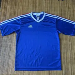 adidas 青 Vネック サッカーシャツ Mサイズ