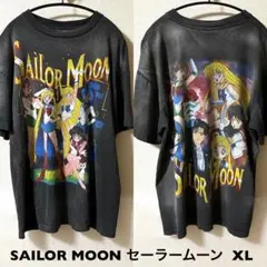 XLサイズ！セーラームーン 古着半袖Tシャツ 両面プリント チャコール