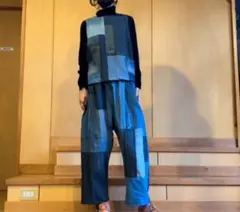 SAYOCAFE一点ものデニムパッチワークセットアップ