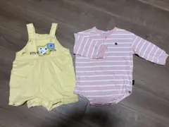 POLO レトロ　イエロー　カバーオール　ロンパース　ピンク　バースデイ　80