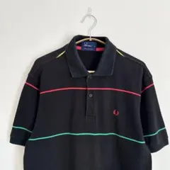 UK企画 FRED PERRY ボーダーポロシャツ M8260 ブラック M