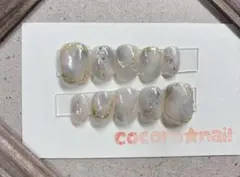 ベリーショート15468♡大理石ニュアンスネイル　グレー　ミラーアート