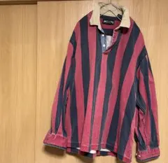 AMERICAN EAGLE 赤黒ストライプ長袖シャツ XL