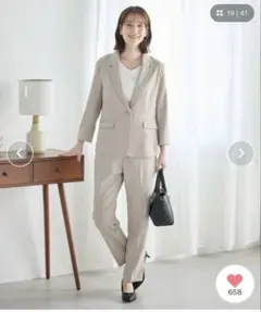 ストレッチ・ウォッシャブル・イージーケア・8分袖1つ釦テーラードジャケット