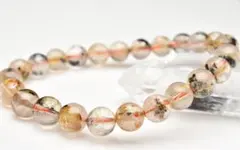 母岩入り！ ヘマタイトインタイチンルチルクォーツ　8mm　天然石ブレスレット