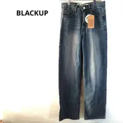 新品　BLACKUP　ストレートパンツ　ブルーデニム　フェード加工　ゆったり　S