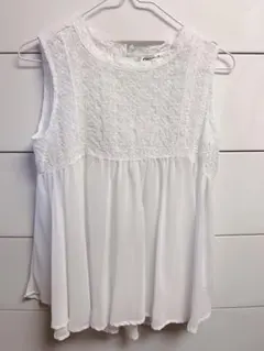 エムズエキサイト　シフォンレース切り替えトップス ブラウス