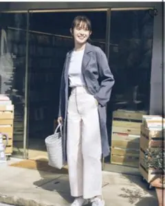 ユニクロ　リネンコットンコート　ブルー