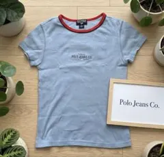 【POLO JEANS CO.】ラルフローレン リンガーTシャツ 水色×レッド