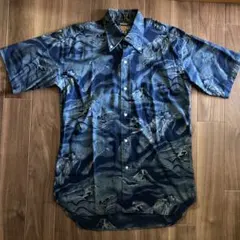 Dry Bones ドライボーンズ　龍　和柄　半袖シャツ　ブルー　M DBのサムネイル