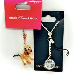 【新品・未使用】ディズニー・プルート ・ガラスの靴製キーチェーンとピアスのセット