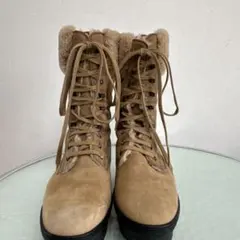 美品TIMBERLANDベージュ スエード メッシュ ロングブーツ - メルカリ