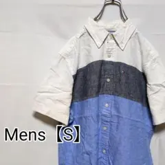 M74【US輸入】トミーヒルフィガー　半袖シャツ【メンズS】白水色他